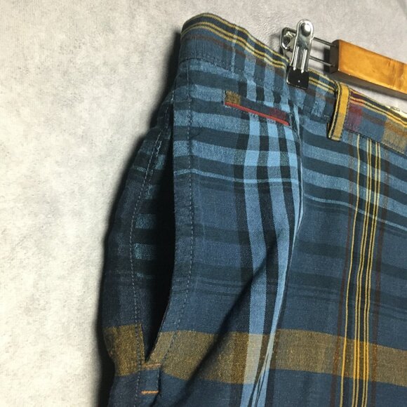 Tommy Bahama Mens Linen Shorts size 40 Blue Plaid Flat Front Casual Summer - Picture 9 of 14